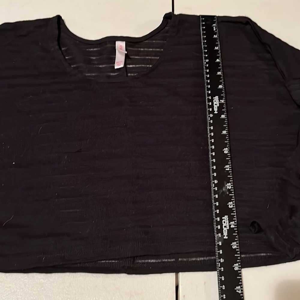 Xhilaration X-Small black semi sheer  cropped 3/4 sleeve top scoop neck
